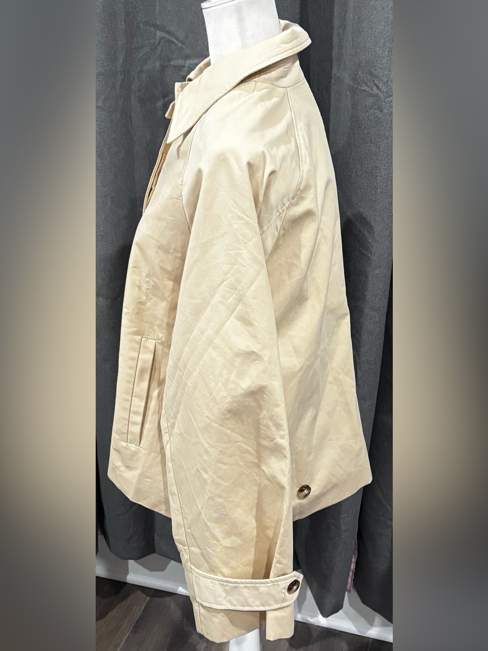 NWT Tuckernuck Khaki Drew Short Trench Coat Tan Medium Preppy Casual Boxy Cotton - Picture 8 of 16